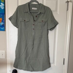 Vineyard Vines Olive Green Short Sleeve Shirt Dress